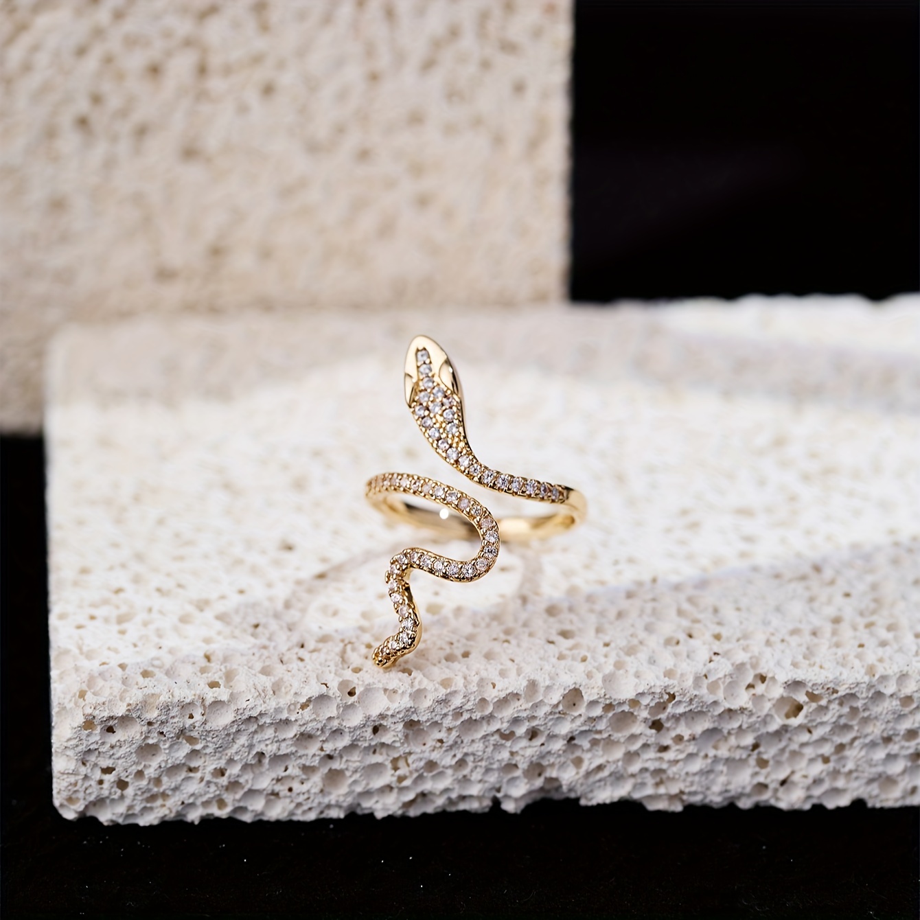 Minimalist Snake Shaped Ring with Unique Open for Women
